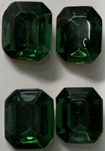 #BEADS0917 - Group of Four 12mm Green Tourmaline Colored Multi-Faceted Glass Rhinestones