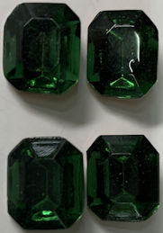 #BEADS0917 - Group of Four 12mm Green Tourmaline Colored Multi-Faceted Glass Rhinestones