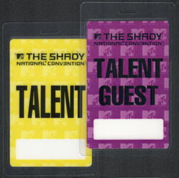 ##MUSICBP1400 -  Pair of 2004 MTV Shady National Convention Laminated OTTO Talent Passes - Eminem, 50 Cent, Dr. Dre, Donald Trump