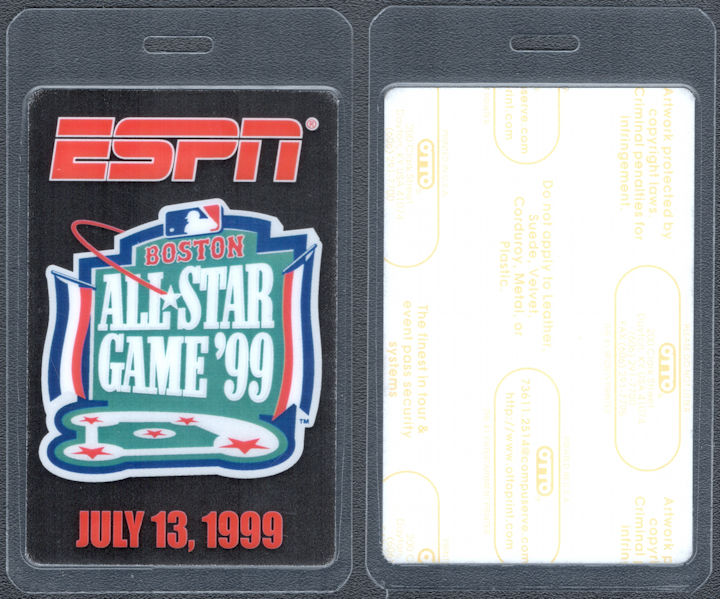 ##MUSICBP1654 - 1999 ESPN MLB All-Star Game OTTO Laminated Backstage Pass