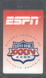 ##MUSICBP2202 - 2000 Super Bowl XXXIV OTTO Laminated ESPN Press Pass - Rams VS Titans