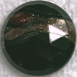 #BEADS0174 - 18mm Fancy Faceted Dark Green Glass Cabochon with Goldstone Streaks
