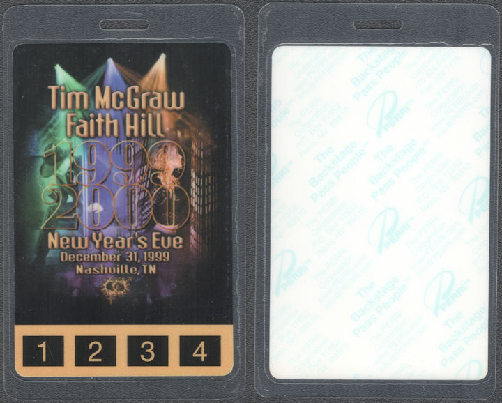 ##MUSICBP1943  - Rare Tim McGraw and Faith Hill PERRi Backstage Pass from the 1999 New Year's Eve Concert