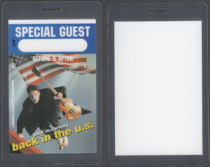 ##MUSICBP1974 - Paul McCartney Laminated OTTO Special Guest Pass from the 2002 "Back in the U.S." Tour