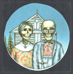 ##MUSICGD2058 - Grateful Dead American Gothic Car Window Tour Sticker/Decal - Skeleton Man and Woman with Pitchfork