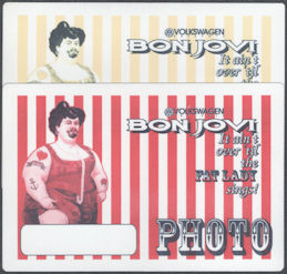 ##MUSICBP2072  - Pair of Huge Bon Jovi OTTO Cloth Photo Passes from the 1993 It Ain't Over Till the Fat Lady Sings Tour