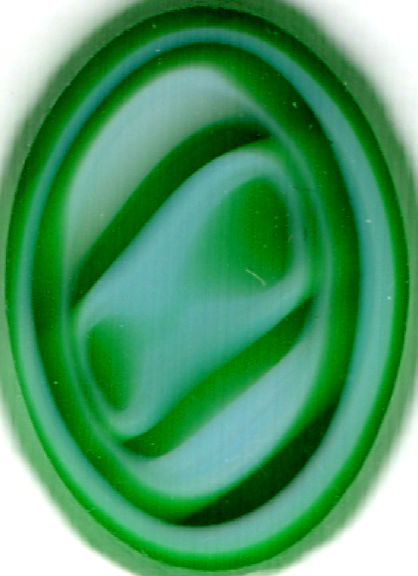 #BEADS0967 - Large 17mm Green and White Agate Glass Cabachon