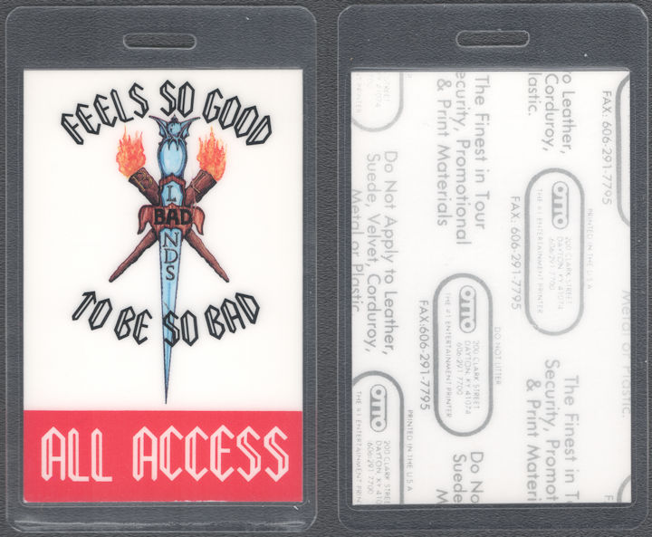 ##MUSICBP2115  - Badlands OTTO Laminated All Access Pass from the 1989 Tour