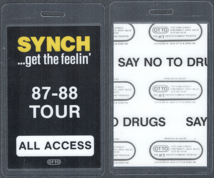 ##MUSICBP1738 - Synch OTTO Laminated All Access Pass from the 1987-88 Get the Feelin' Tour - Jimmy Harnen