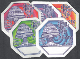 ##MUSICBP1266 - 5 Different Colored 2011 Allman Brothers Cloth Backstage Passes - Psychedelic Mushroom