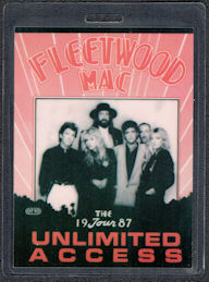 ##MUSICBP1095 -  Fleetwood Mac OTTO Laminated Backstage Pass from the 1987 Shake the Cage Tour