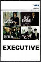 ##MUSICBP1216 -  2007 Visa Exclusive OTTO Sheet Laminate Backstage VIP Pass for John Fogerty, Tony Bennett, The Fray, and ZZ Top