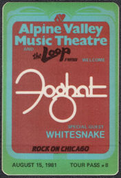 ##MUSICBP1246 - Foghat OTTO Radio Event Pass from the 1981 Concert at Alpine Valley Music Theatre