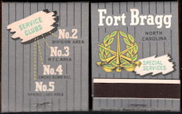 #TOB1MATCHES101 - Full Unused Pack Front Cover Striker WWII Era Fort Bragg Army Special Services Matches