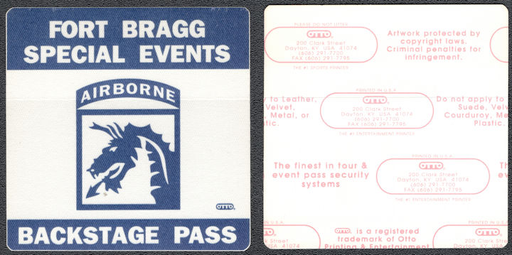 ##MUSICBP1169 - Fort Bragg Special Events OTTO Cloth Backstage Pass
