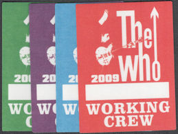 ##MUSICBP1992 - Set of Four Different The Who OTTO Cloth Working Crew Passes from the 2009 Tour