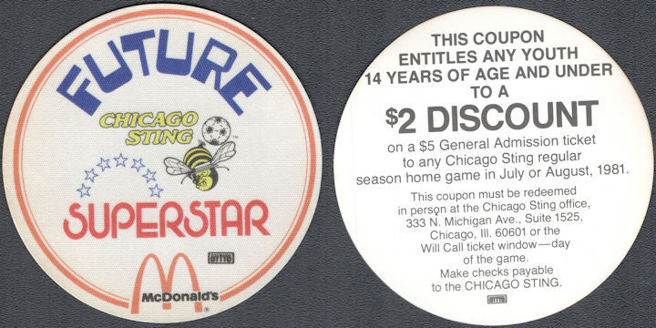 ##MUSICBP1798  - 1981 Chicago Sting Soccer OTTO Cloth Pass for Kid's Discount (Championship Season)