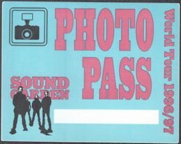##MUSICBP1791 - Soundgarden OTTO Cloth Photo Pass from the 1996-97 Down on the Upside Tour