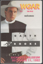 ##MUSICBP1355 - Garth Brooks OTTO Radio Pass for the 1992 Concert at Richfield Coliseum - Ropin' the Wind Tour