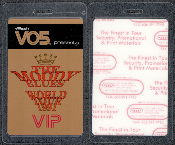 ##MUSICBP1315 - 1991The Moody Blues OTTO Laminated Backstage Pass from the World" Tour