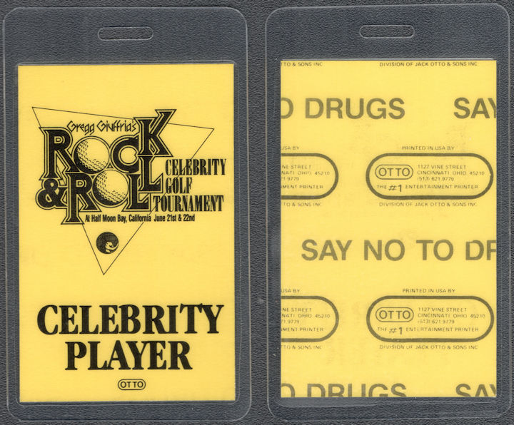 ##MUSICBP1395 -  Gregg Guiffria Rock and Roll Celebrity Golf Tournament OTTO Laminated Celebrity Player Pass - Journey, Motley Crue, Night Ranger