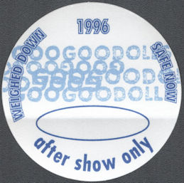 ##MUSICBP1521 - Rare Goo Goo Dolls OTTO Cloth After Show Pass from the 1996 A Boy Named Goo Tour