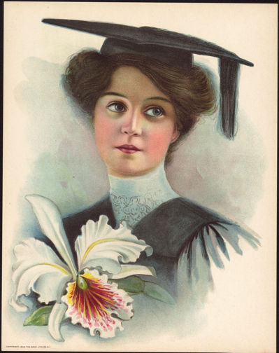 #MSPRINT207 - 1906 Victorian Print - Graduate with Iris Flower in Foreground