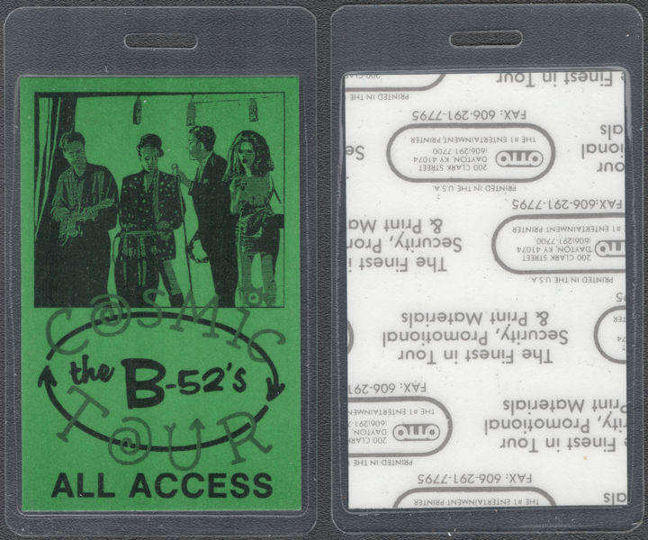 ##MUSICBP2113 - B-52's OTTO Laminated All-Access Pass from the 1989 Cosmic Tour