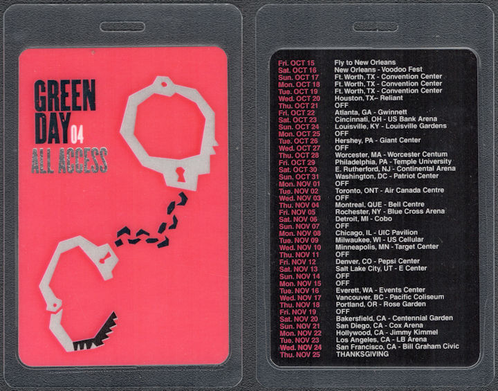 ##MUSICBP1399 - 2004 Green Day OTTO Laminated All Access Backstage Pass from the American Idiot Tour