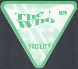 ##MUSICBP1927  - Triangular 1989 The Who Tour OTTO Backstage Pass from the 1989 The Kids are Alright Reunion Tour
