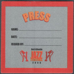 ##MUSICBP1562 - 2000 Bell Atlantic Jazz Festival OTTO Cloth Press Pass - Ratdog, Yoko Ono, Stereolab