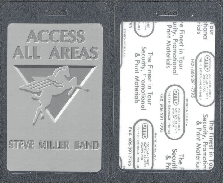 ##MUSICBP1720 - Steve Miller Band OTTO Laminated Access All Areas Pass from the 1989 Tour