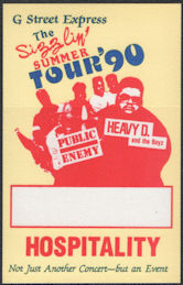 ##MUSICBP1154 - G Street Express Cloth Backstage Pass from the 1990 Sizzlin' Summer Tour - Public Enemy and Heavy D