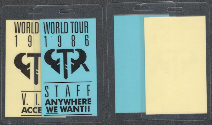 ##MUSICBP1995 -  Pair of GTR OTTO Laminated Staff and VIP Passes from the 1986 "World" Tour