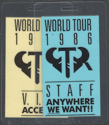 ##MUSICBP1995 -  Pair of GTR OTTO Laminated Staff and VIP Passes from the 1986 "World" Tour