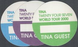 ##MUSICBP2155 - Set of 3 Tina Turner OTTO Cloth Guest Pass from the 2000 Twenty Four Seven World Tour