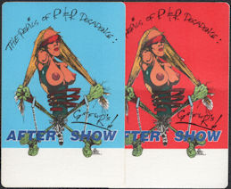 ##MUSICBP0275  - Pair of Two Different Colored Guns N' Roses Cloth OTTO Backstage After Show Passes from the 1993 The Perils of R & R Decadence Tour