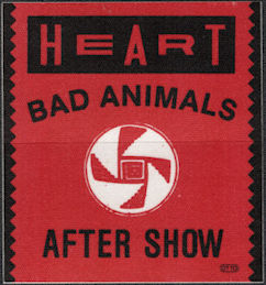 ##MUSICBP0621  - 1987 Heart OTTO Cloth Backstage After Show Pass from the Bad Animals Tour