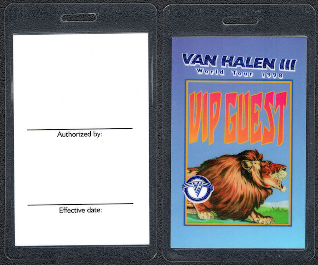 ##MUSICBP0230  - Van Halen 1998 Van Halen III Tour OTTO VIP/Guest Laminated Backstage Pass