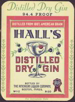 #ZLW110 - Hall's Distilled Dry Gin Label