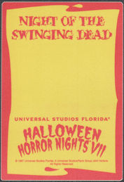 ##MUSICBP2207 - 1997 Universal Studios Florida OTTO Cloth Pass from the Night of the Swinging Dead Halloween Horror Nights VII Event