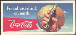 #CC206 - 1956 Coca Cola Hand Holding Bottle Ink Blotter