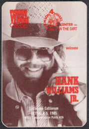 ##MUSICBP1221 - Hank Williams Jr. OTTO Cloth Backstage Radio Pass from the 1985 Concert at Littlejohn Coliseum 