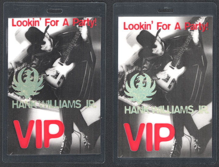 ##MUSICBP0962 - Oversized Hank Williams Jr. OTTO Laminated Backstage Stage Pass from the Lookin' For A Party! Tour 2000