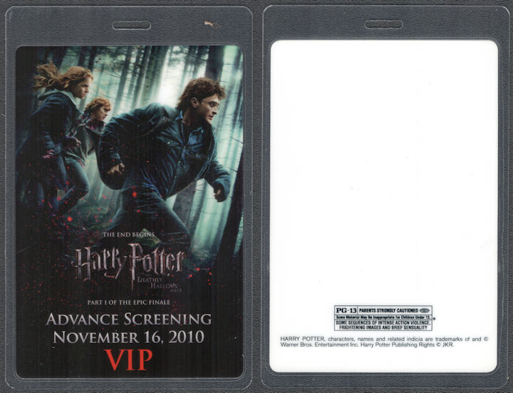 ##MUSICBP1391 - 2010 Harry Potter and the Deathly Hallows Part 1 OTTO Laminated Advance Screening Pass