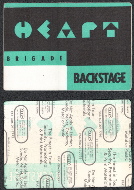 ##MUSICBP0970  - Heart OTTO Backstage Pass from the Brigade Tour 1990