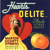 #ZLC221 - Hearts Delite Florida Citrus Crate Label