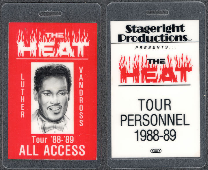 ##MUSICBP1417 - Luther Vandross OTTO Laminated All Access Pass from the 1988-89 Heat Tour