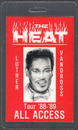 ##MUSICBP1417 - Luther Vandross OTTO Laminated All Access Pass from the 1988-89 Heat Tour