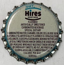 #BF298 - Group of 10 Cork Lined Diet Hires Root Beer Bottle Caps